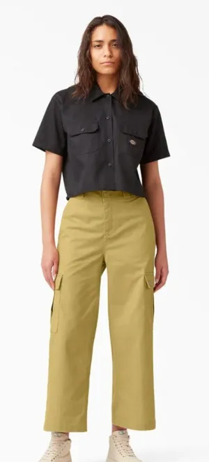 NWT Dickies REGULAR FIT CROP CARGO PANT In Stonewashed Dark Khaki Utility Work thumbnail 1