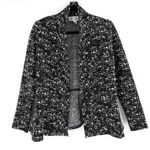 Sara Campbell Open Front Blazer Womens Small Black White‎ Peplum Careerwear Chic thumbnail 2