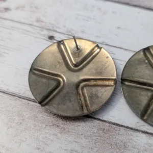 Vintage Stud Earrings For Pierced Ears Retro Circular Extra Large thumbnail 8