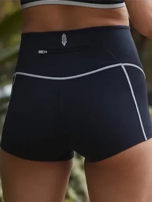 Free People Movement You’re a Peach Black White Detail Shorty Booty Short Medium thumbnail 4
