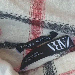 Zara white red and black oversized Plaid jacket size medium women's thumbnail 3
