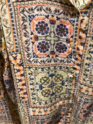 Rose & Olive Multicolor Tile Floral Button-Up Blouse thumbnail 2