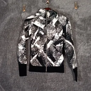 Lululemon Scuba Hoodie Black N White Jacket Womens Size 2 thumbnail 2