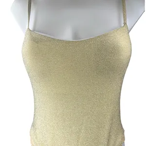 Maiyo Cristalina Women's Gold Metallic Sleeveless Cami Tank Bodysuit Top Size M thumbnail 3