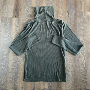 Loft Turtleneck Shirt Ribbed Long Sleeve XS Stretch Olive Green thumbnail 5