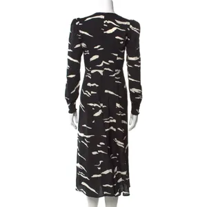 NWT Reformation Wallflower Midi in Mustang Black Ivory Slit Crepe Dress 6 $248 thumbnail 9