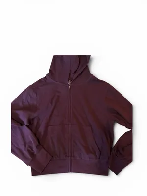 NWT Skims Cotton Jersey zip up hoodie in color currant women size large Sold Out thumbnail 3