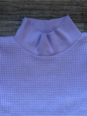 aerie Lilac Waffle Knit Mock Neck Long Sleeve Top Preppy Fall School Comfy Sz M thumbnail 2