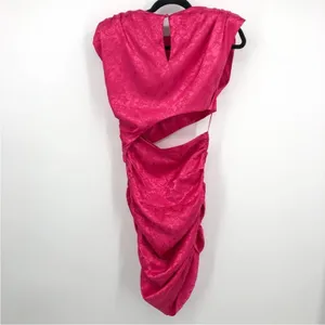 Ronny Kobo Kyle Asymmetric Cutout Ruched Pink Cocktail Mini Dress NEW MEDIUM thumbnail 6