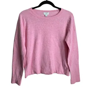 J Crew Cotton-Wool Blend Teddie Sweater Pink Crewneck Knit Pullover Size Large thumbnail 1