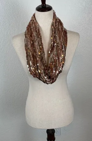 Express gold sequin infinity scarf, one‎ size thumbnail 1