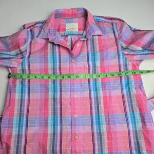 J. Crew Pink Blue Madras Plaid Cotton Shirt Dress Long Sleeve‎ AW560 Womens 2 thumbnail 10