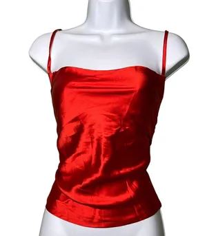 Dizzy Lizzy Tank Top Women's Medium Red Satin Party Strappy Back Criss Cross NYE thumbnail 1