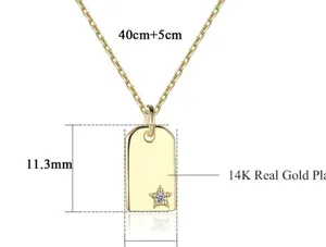 14k gold plated 925 sterling silver zirconia tag pendant necklace thumbnail 5