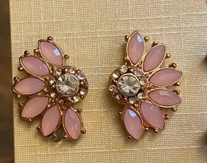 pink flowered earrings thumbnail 1
