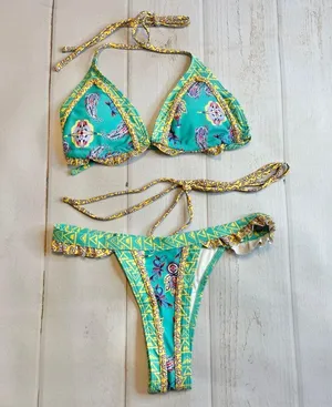 NEW - Shein - Women’s Multi-Color Thong Bikini Set - Size Small thumbnail 1
