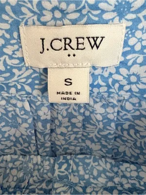 J Crew Factory Squareneck ruffle top puff sleeve blue cornflower white size S thumbnail 9