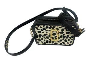 Marc Jacobs The Snapshot Crossbody Bag Black Leather Dalmatian Print thumbnail 1