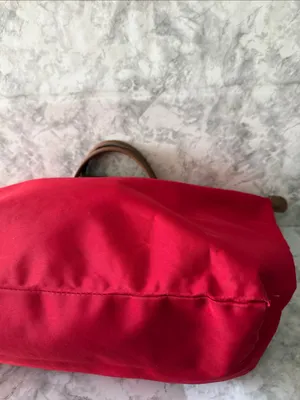 Unbranded Red Tote Handbag with Brown Trim - Classic Women’s Carryall thumbnail 4
