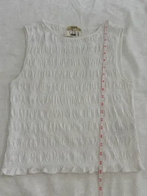 Madewell White Smocked Cotton Linen Sleeveless Top Size M NWT thumbnail 8