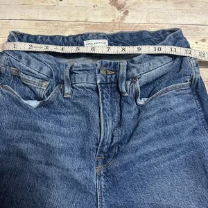 Good American Raw Hem Distressed Jeans Medium Wash Size 6 26 Straight Leg thumbnail 5
