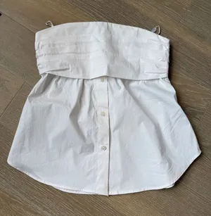 Zara White Strapless Top thumbnail 1