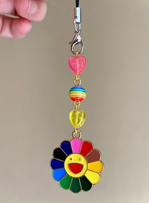 Kawaii retro y2k Rainbow flower & mix beads phone strap/accessory/keychain/bag charm/car display💖 thumbnail 2