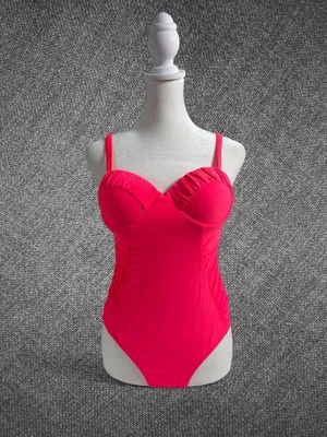 Neon Pink One Piece Ruched Underwire Swimsuit Size M thumbnail 2
