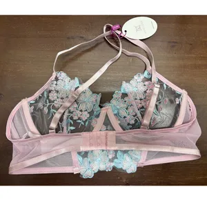 AvidLove NWT Size Medium Pink Blue Sheer Lace Floral Underwire Lingerie Bra thumbnail 2