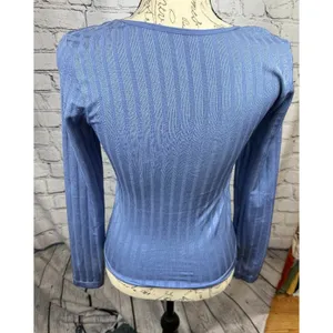 Free People Lucky You Layering Scoop Neck Top Blue M/L thumbnail 12