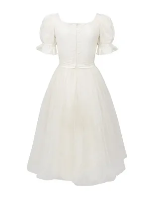 NWT Ivy City Co Ballerina in White Embroidered Tulle Midi Dress 4 Wedding thumbnail 4