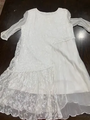 Ivory Lace Panel Long-Sleeve Dress thumbnail 7