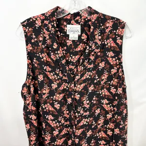 VTG Basic Editions Dress Size 10/12 Black Floral Sleeveless 90s Y2K Modest‎ 1767 thumbnail 3