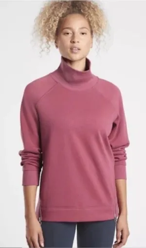 Athleta Cozy Karma Funnel Neck Sweatshirt in Victorian Berry Pink Mauve Size XS thumbnail 1