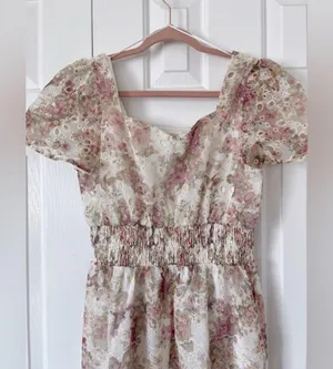 Solitaire Floral Eyelet Puffed Sleeve Maxi Dress thumbnail 3
