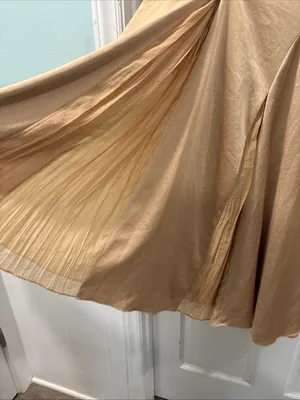 Vince Women’s Mixed Media Panel Asymmetrical Skirt Size 14 Gold Satin NWOT thumbnail 10