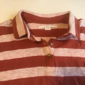 O'Neill Polo Shirt Striped Terracotta Cropped Short Sleeve S Boho‎ Skater Surf thumbnail 6