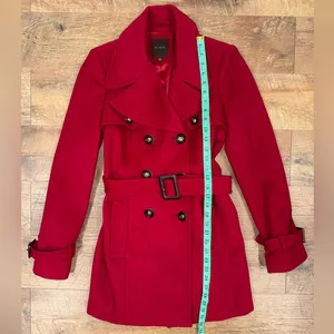 The Limited Red Wool Belted Pea Coat thumbnail 13