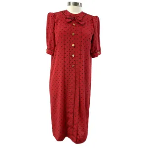 Vintage Adolfo‎ Saks Fifth Avenue Dress Maple Leaf Print Bow Secretary Mod S/M thumbnail 2