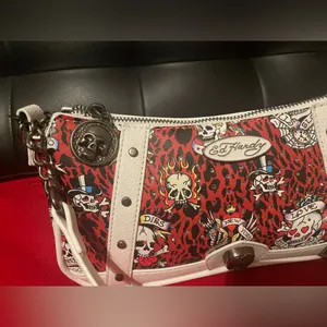 Ed Hardy Tattoo Print Shoulder Bag - Red and White thumbnail 3