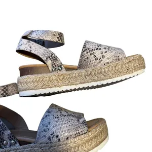 SODA Sandals Snake Print Grey 7 Womens Espadrille Platform Ankle Strap thumbnail 5