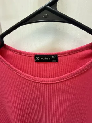 Popular 21 Pink Ribbed Short Sleeve Lettuce Edge Crop Top thumbnail 2