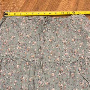 Brandy Melville O/S Sage Green Kenzo Ditsy Floral Ruffle Mini Skirt Drawstring thumbnail 4