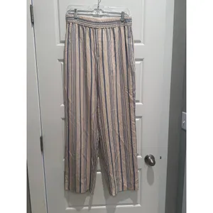 Zara Beige Blue Striped High Waist Pull on Trouser‎ Pants Size Medium thumbnail 3