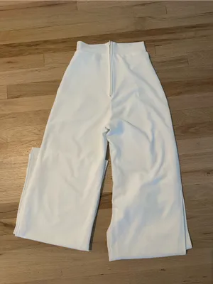 High-Waist Wide Leg Women’s Pants - White thumbnail 2