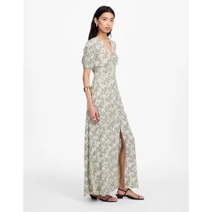 Madewell Dress Size 14 Harper Floral Ivory Puff Sleeve V Neck Midi Floral NU576 thumbnail 3