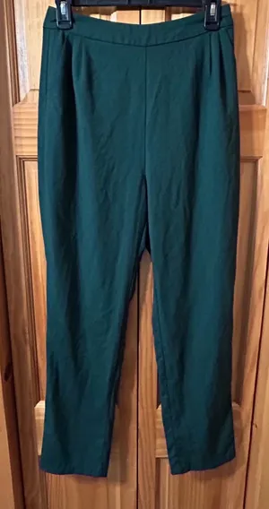 Lulus Kick It Forest Green High-Waisted Trouser Pants Side Zip‎ Career Stretch thumbnail 1
