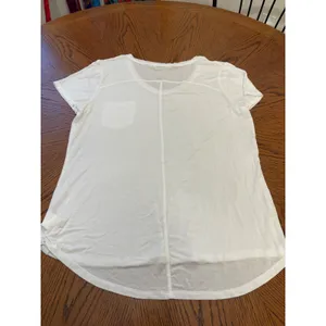 Prana V-Neck Pocket T-Shirt Womens Large White Modal Blend High Low Hem thumbnail 8