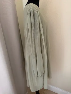 Aritzia Wilfred Daydreamer Pleated Chiffon Mini Dress Sage Green 2XL thumbnail 6