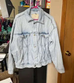 Women's &Denim Light Blue Jean Jacket Size M thumbnail 1